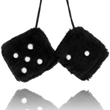 Car Hanging Dice Pair Black Plush Fuzzy Dice for Rearview Mirror, Soft Retro Auto Decoration