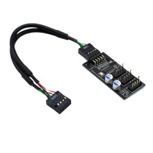 Motherboard USB 2.0 Header Splitter 9 Pin 1 to 3 Female Extension Cable