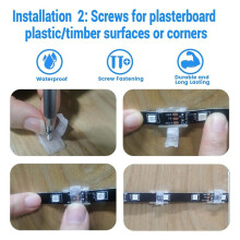 100PCS Mounting Clips for LED Light Strips with Self-Adhesive Tape + Screw Light Clips for Indoor Light Strips