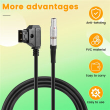 Durable D-TAP to 2 Pin Male Power Cable for Teradek Bolt Pro 300 RX Monitor Power Supply Solution