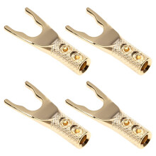 4 Stuks Hi End Koperen Y Spade Connector Plug Rhodium Plated Vork Luidsprekerkabels Luidsprekerkabelconnector