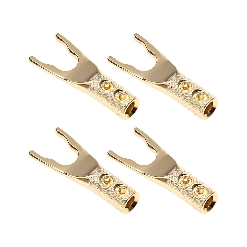 4Pcs Hi End Copper Y Spade Connector Plug Rhodium Plated Fork Loudspeaker Cables Speaker Cable Connector 6133606768525