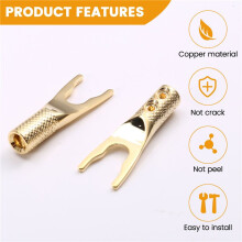 4PCS Hi End Copper Y Spade Connector Plug Rhodium Plated Fork Loudspeaker Cables Speaker Cable Connector