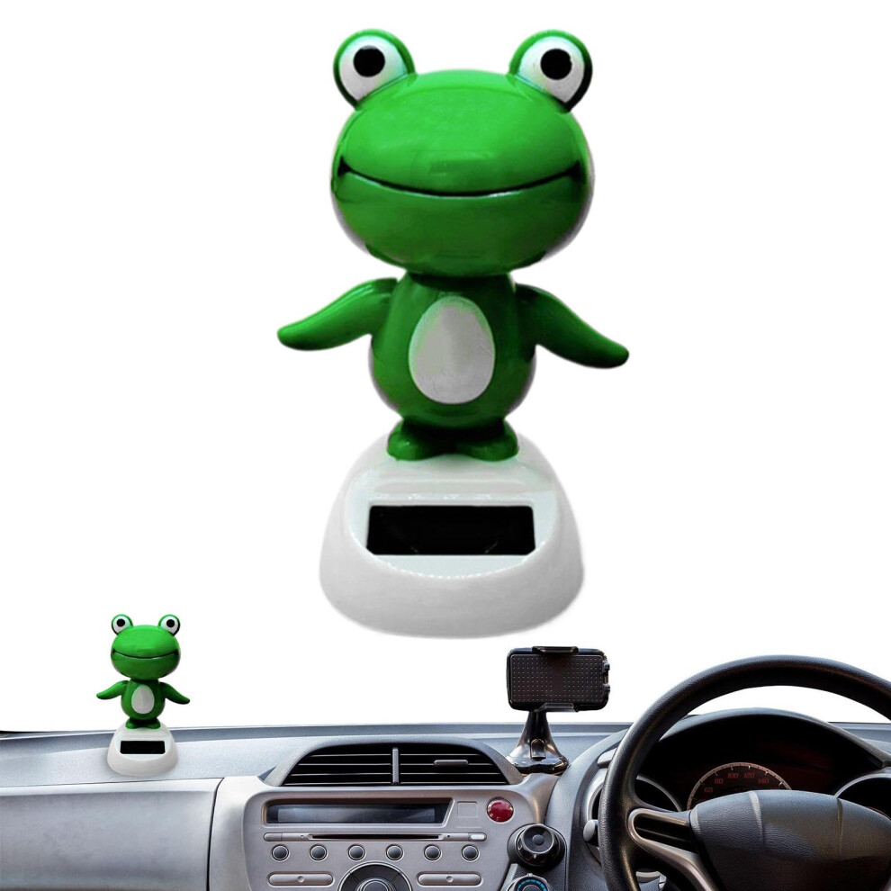 Solar Powered Frog Bobblehead For Car Dashboard Â Cute Cheerful Frog Decoration 9169991117577