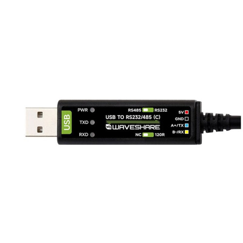 Waveshare Conversor de Cabo Serial USB para RS232/RS485 com Cabo de Extensão FT232RNL Chip Compatível com Win 7/8/10/11