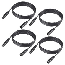 DMX Cable 10ft,4 Pcs DMX Cables 3Pin Signal XLR Male to Female DMX Cable Wire for Signal Transmission for Stage Lighting