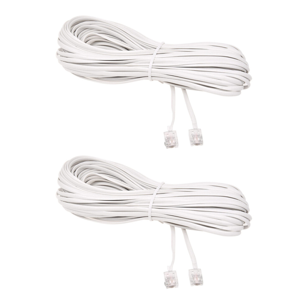 Photos - Cable (video, audio, USB) Jojomino 2X White Male 6P2C RJ11 Plug Telephone Fax Modem Cable, 14M for Landline Telephone 