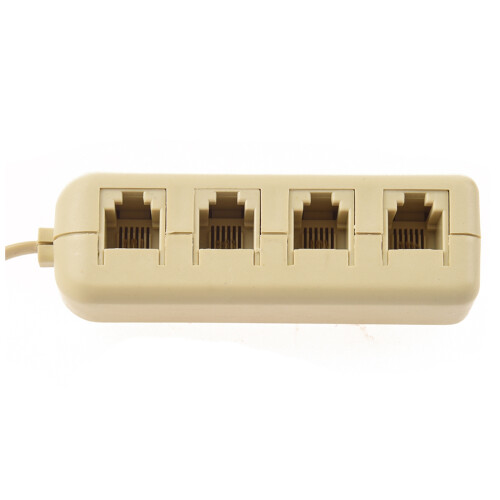2X RJ11 6P4C to 6P4C 4 Way Telephone  Modular Splitter Adapter Beige 2