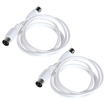 2X 5 Pin MIDI DIN PLUG Extension Cable Male to Male /9.8FT White