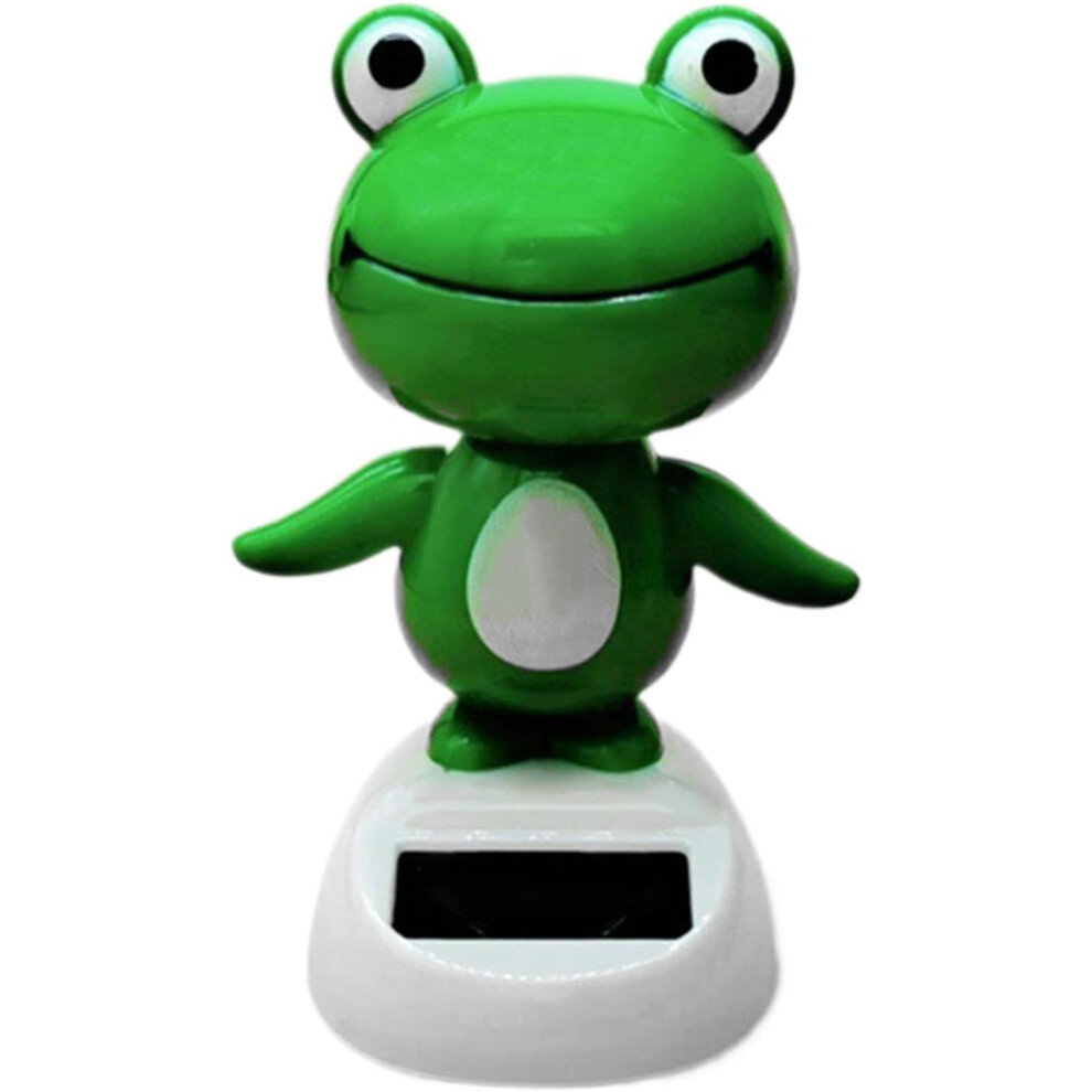Solar Powered Frog Bobblehead For Car Dashboard, Cute Frog Animated Ornament Green 9169991117898