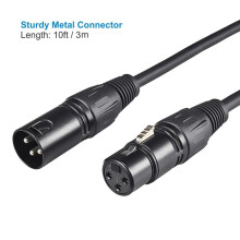 DMX-Kabel 10ft, 4 Stück DMX-Kabel 3-Poliges Signal XLR-Stecker auf Buchse DMX-Kabeldraht Zur Signalübertragung für Bühnenbeleuchtung