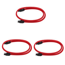 3X 50CM 3.0 III SATA3 7Pin Data Cable 6Gb/S SSD Cables Hard Disk Data Cord with Nylon Sleeved Premium Version(Red)