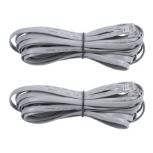 2X Gris Nouilles En Plastique 6P6C RJ11 M / M Cable Telephonique Plat Cable 5M 16Ft