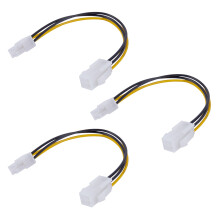 3pcs 20CM/8Inch 12V 4 Pin Male to 4 Pin P4 Female CPU Power Supply Extension Cable