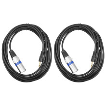 2pcs 3.5mm Stereo Jack Plug to 3 Pin XLR Male Cable Microphone Audio Record