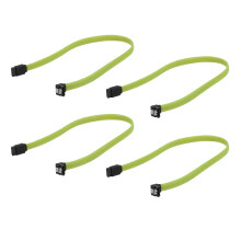 4Pcs 50CM 3.0 III SATA3 7Pin Data Cable Right Angle 6Gb/S SSD Cables HDD Hard Disk Data Cord(Green)