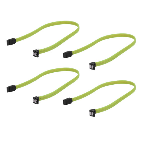 4Pcs 50CM  3.0 III SATA3 7Pin Data Cable Right Angle 6Gb/S SSD Cables HDD Hard Disk Data Cord(Green)
