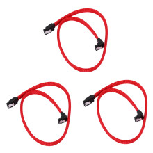 3X 3.0 III SATA3 7Pin Data Cable Right Angle 6Gb/S SSD Cables HDD Hard Disk Data Cord with Nylon Sleeved(Red) 50CM