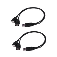 2X USB 2,0 A Stecker Auf 2 Doppel USB Buchse Y Splitter Hub Netzkabel Adapterkabel