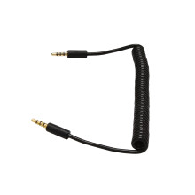 2pièces 3.5mm Male A Male Jack Cable Spirale Enroule Audio Aux D'Extension A 4 Poles 1.5M