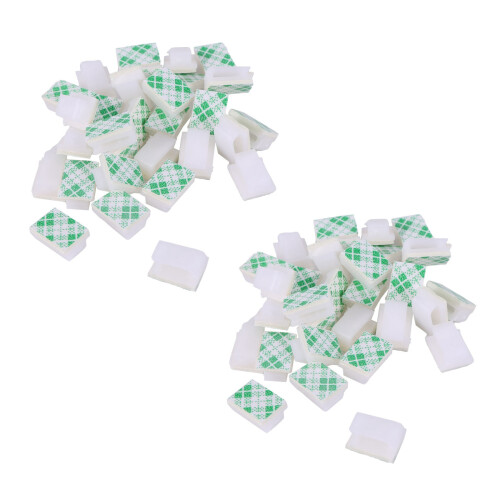 60X Cable Holder Cable Clip Cable Clamp Self-Adhesive White 1