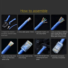 100Pcs Cat6 RJ45 Connector UTP Cable Ethernet Jack 8P8C Network CAT 6 Modular Plugs with 6.5mm RJ45 Caps
