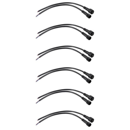 12X Macho Hembra Enchufe 2 Pines LED Impermeable Cable Conector Negro