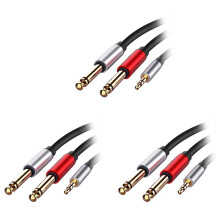 3X Cavo Audio da 3,5 mm A Doppio Adattatore da 6,5 mm Cavo Audio da 3,5 A 6,5 AUX Cavo 3,5 Jack Splitter per Amplificatore per Chitarra Basso