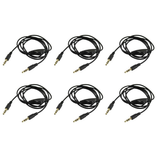 12Pcs 3.5mm M/M Stereo Headphone Audio Extension Cable Cord with Volume Control Black 1