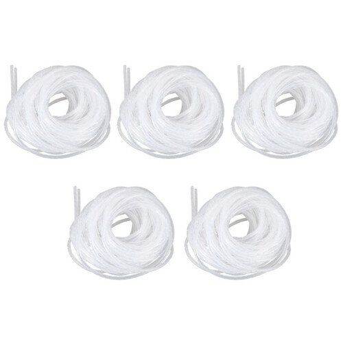 5X Cable Wire Organizer Manager Spiral Wrap Band 6Mm Dia 15M Lunghezza Bianca