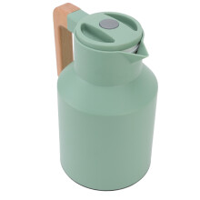 Large 1L Green Coffee Carafe with Beech Wood Handle, 12h Insulation
