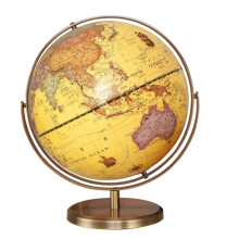 Antique Rotating World Globe 32cm with Clear HD Map and Metal Base for Office Classroom Decor