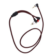 3X 90 Degree 3.5mm Male to 2 RCA Male Cable Right Angle Stereo AUX Y Splitter Cord Microphone Jack Plug for Laptop 1M