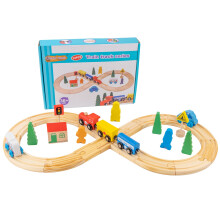 Wooden Train Set with Easy Grip Tracks for Kids Ages 3 and Up Interactive Play MZGD01