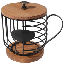 4Pcs Coffee Rack Organizer Iron Wood Storage Basket for Countertop Use