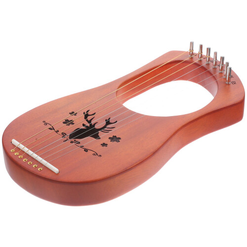 2Ensembles Harpe Lyre 7 Cordes Bois Clair Instrument Portable À Main