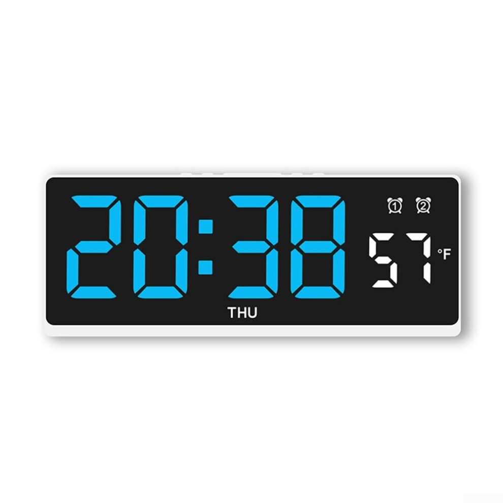 Digital Led Alarm Clock Dual Alarms Temperature Fahrenheit Celsius Voicecontrolled Light 5 Brightness Levels Whiteblue 9169991144726