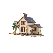 3Pièces Figurines Maison En Bois DIY Puzzle Décor Multi Usage