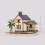3Pièces Figurines Maison En Bois DIY Puzzle Décor Multi Usage 3