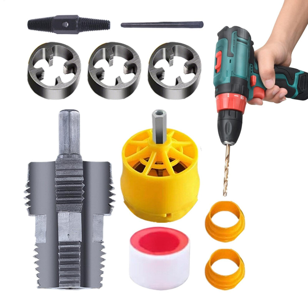 Pvc Threader Tool, Electric Drill Pipe Threader With 3 Dies For Ppr Or Pvc 9169991139937