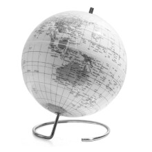 Silver World Globe with HD Printed English Map and Metal Base for Home Office or Study Decor