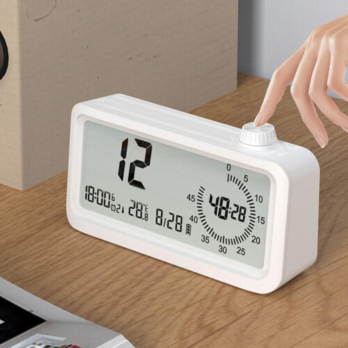Essential Visual Timer and Alarm Clock For Student Time Management White EnergyEfficient Design 1