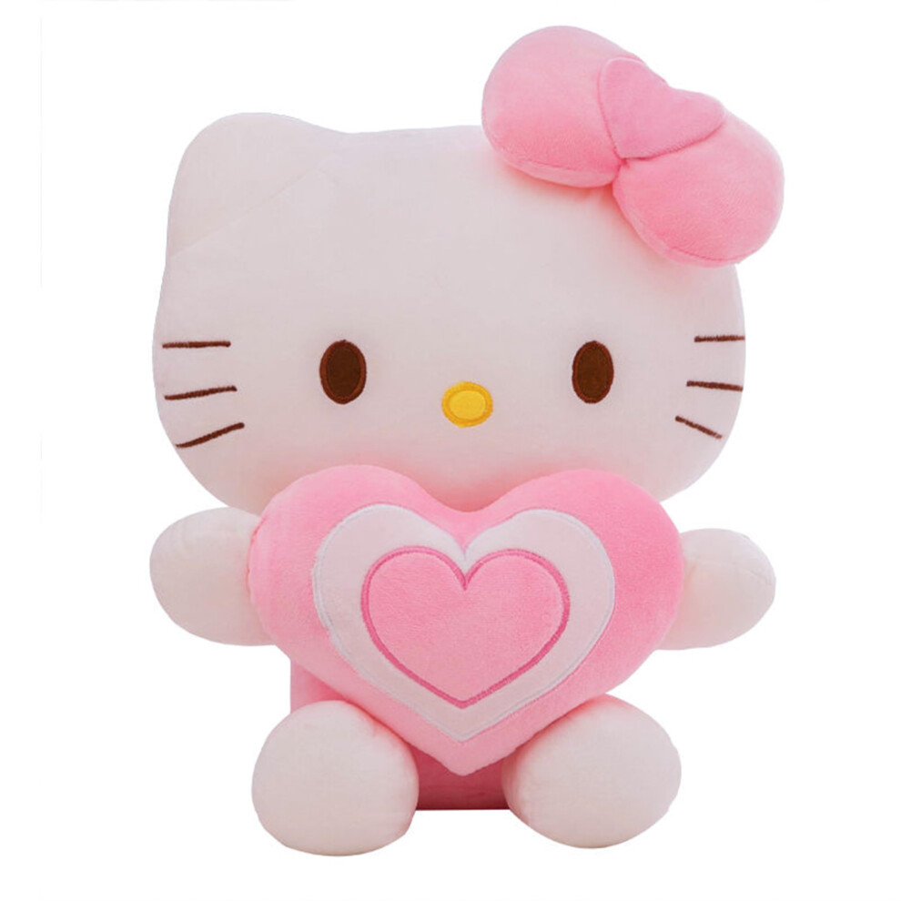 Stuffed Animals Kawaii Cat Hugging Pillow with Love Heart, Rainbow Plush Cushion Gift