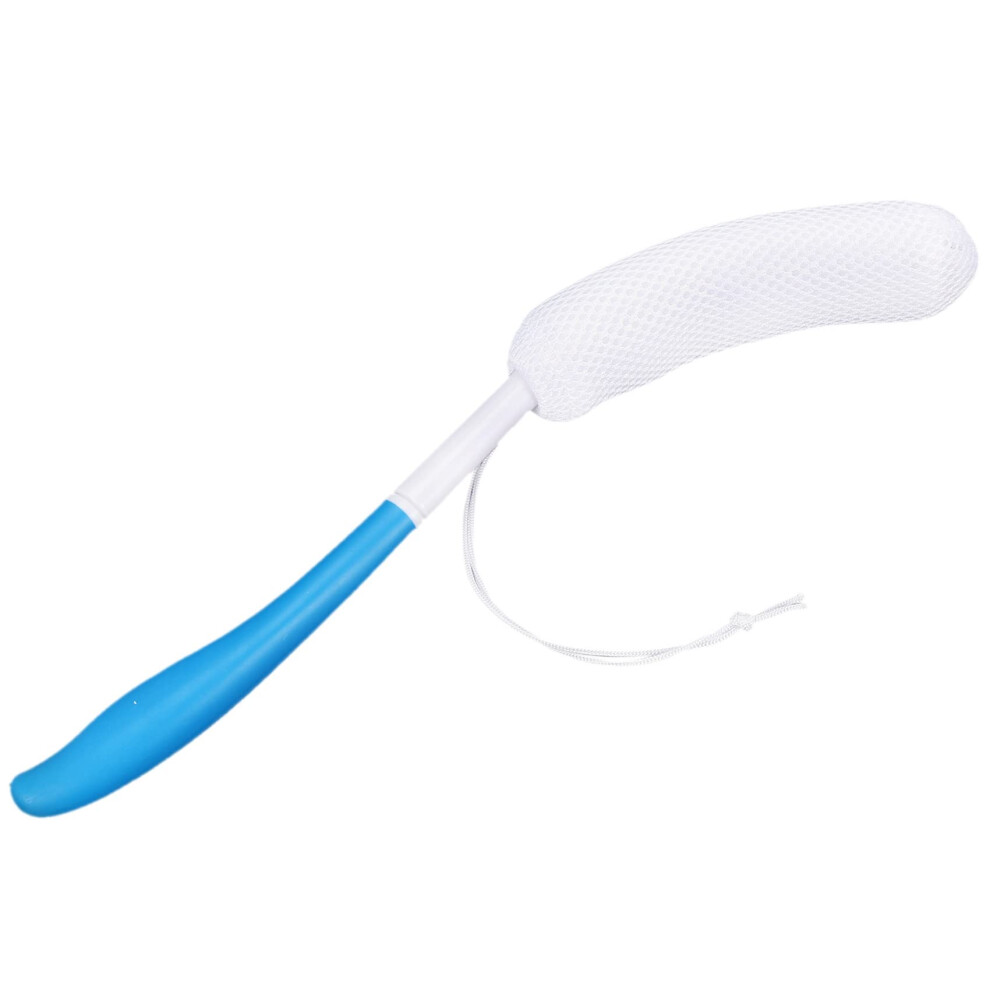 Back Shower Brush with Long Curved Handle for Elderly, Soft Bristles and NonSlip Grip, White