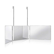 (White) 360 Trifold Vanity Makeup Mirror with Telescoping Hook Adjustable Height for Hair Cutting Portable Travel Mirror Home Salon Use