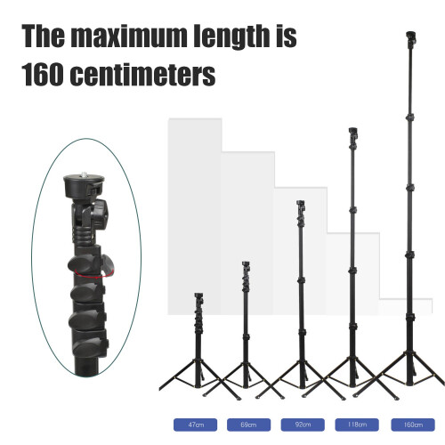 Handystativ / Kamerastativ Tripod (45-160 cm) Schwarz 2