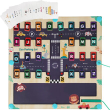 Magnetic Alphabet Maze Wooden Montessori Letter Learning Toy with Dual Scene Playboard for Kids