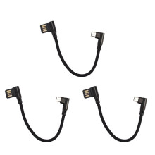 3X Micro-USB de 15 Cm, 5 Pines, ÁNgulo Recto una Izquierdo, ÁNgulo Recto, 90 Grados, USB 2.0, Doble Codo, Cable de Carga de Datos para Tableta y