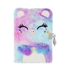 Lockable Diary for Girls Cute Cat Plush Cover with Keys, Lined Pages, Magnetic Lock