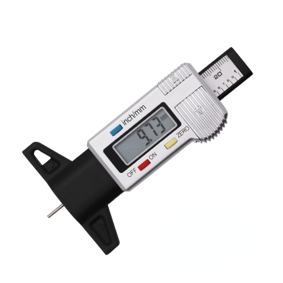 Tire Tread Depth Gauge Lcd Digital With Inch And Mm Conversion For Cars, Motorcycle, Trucks, Vans, Suv Silver 9169991142173